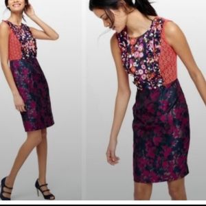 Boden floral Hotchpotch Sheath Dress 14 long , Tall